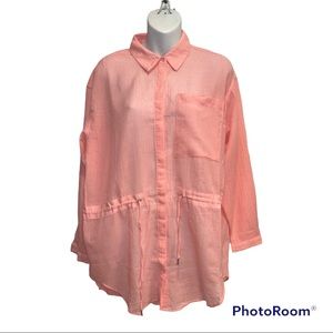 A.N.A Button down peach top. Size large